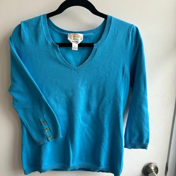 Talbots Pima Cotton V Neck 3/4 sleeve top - Picture 1 of 3